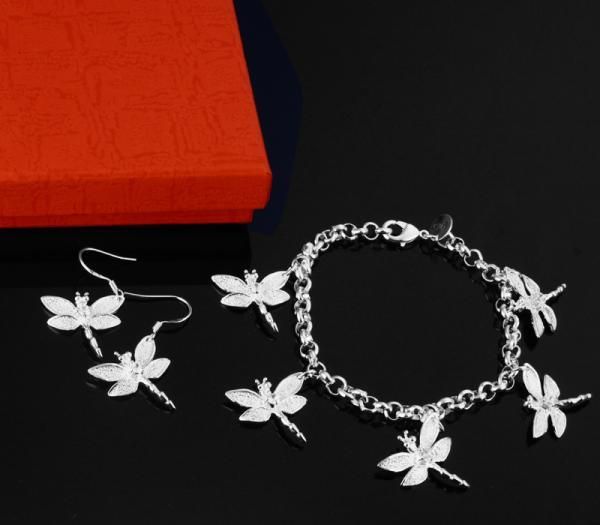 Commercio all'ingrosso - prezzo più basso regalo di Natale 925 bracciale in argento + set di orecchini S17