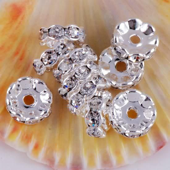 2019 10MM Clear Crystal Rhinestone Wavy Rondelle Spacer Beads, Metal
