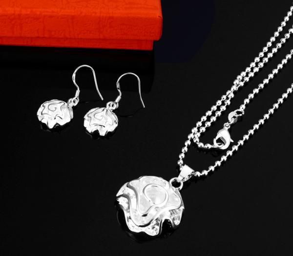 Оптовая низкая цена рождественский подарок 925 Серебряное ожерелье + серьги комплект S33