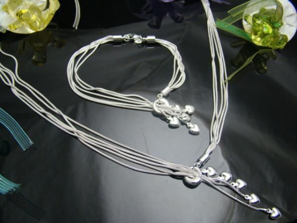 Groothandel - laagste prijs kerstcadeau 925 zilveren ketting + armband set S70