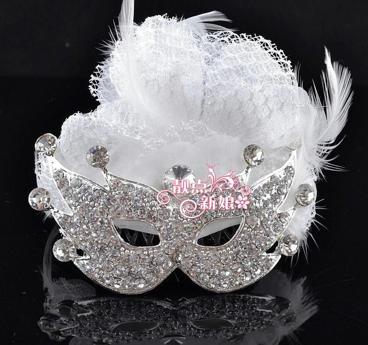 Wholesale Christmas Masquerade Mask / Bridal Feather Head Flowers