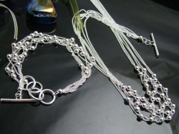 Wholesale - Retail lowest price Christmas gift 925 silver Necklace+Bracelet set S75