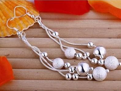 Fashion jewelry 925 Silver 3-wire Bead Girl dangle earrings Hot 