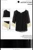 Hot Womens Blouses Fashion Elegant Wave Sleeve Bump Color Chiffon Tops Blouse Black