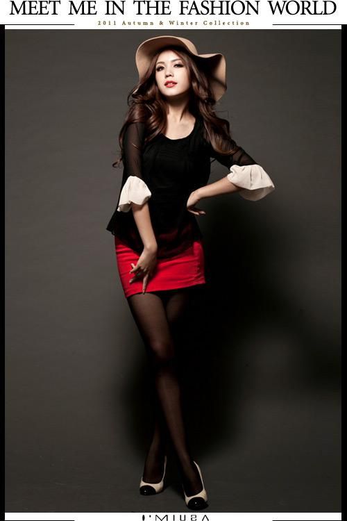 Hot Womens Blouses Fashion Elegant Wave Sleeve Bump Color Chiffon Tops Blouse Black