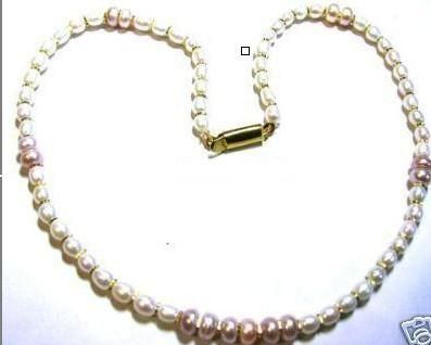 Nya fina pärla smycken verkliga naturliga vita lila pärlor pärlor halsbandsträng 20inches 925 silverlås