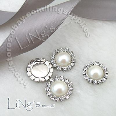 Venta al por mayor -2011 VENTA CALIENTE! -50PCS 15 mm perla marfil círculo Diamante Cluster Craft DIY decoración de la boda