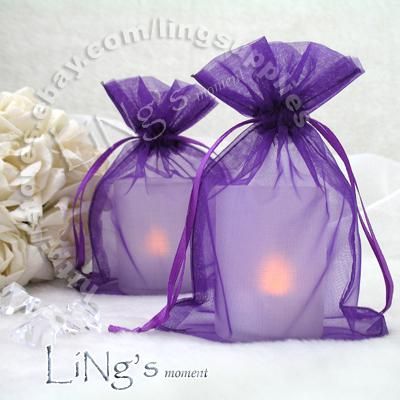 Envío libre-100pcs Púrpura 10 * 15 cm bolso de Organza pura bolsa de regalo del favor de la boda bolsa-venta caliente