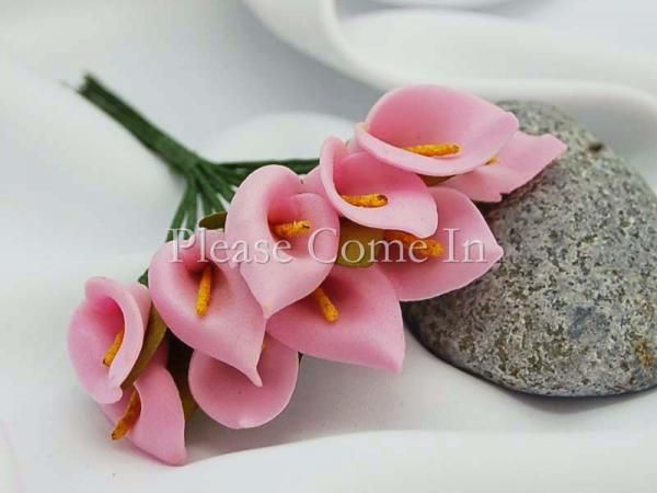 Ücretsiz shipping-Şeftali El Yapımı Mini Calla Zambak Çiçek Düğün Favor Dekor Scrapbooking