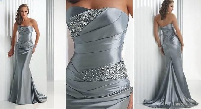 in stock 2011 silver us size 4 6 8 10 12 14 satin srapless beaded dresses size 12