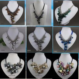 Beautiful jasper crystal beads silver beads shell fresh water pearl fashion necklace 9pcs/lot A1917a