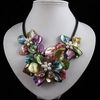 Belle jasper perles de cristal perles en argent shell perles d'eau douce collier mode 9pcs/lot A1917a