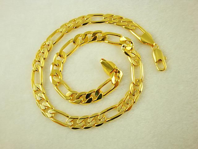 Neue Art 24K Gold überzogene Schmucksachen der Männer 10mm Figaro Halskette 24inch heiß