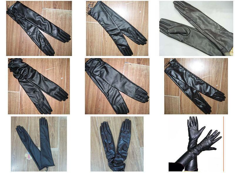 LONG PU Leather OPERA Gloves Evening gloves Wedding Imitated LEATHER GLOVES Womens #1453