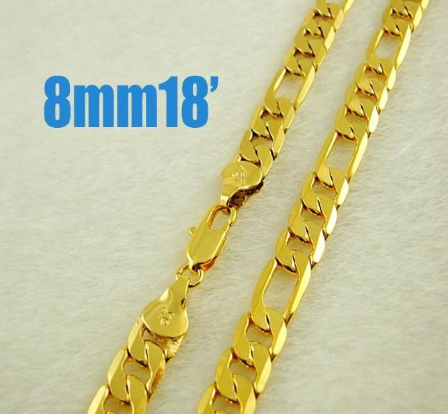 Collana da uomo con gioielli Kingly, collana con catena Figaro in oro placcato oro 24K, 18 pollici, 15 pezzi