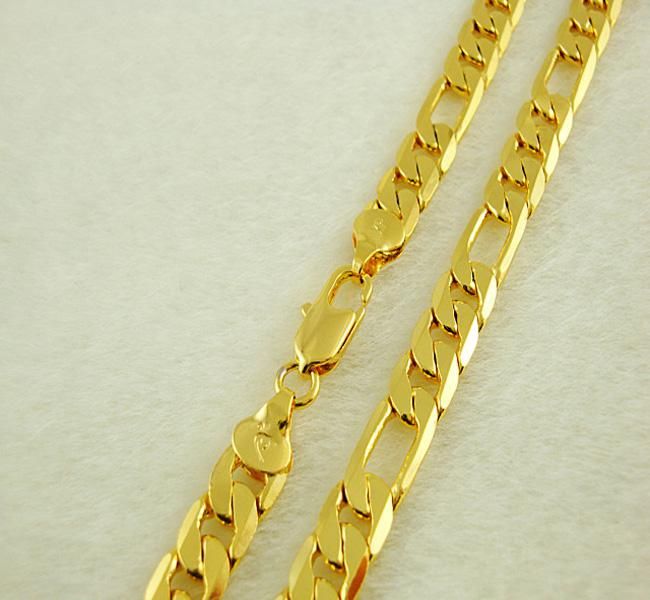 Collana da uomo con gioielli Kingly, collana con catena Figaro in oro placcato oro 24K, 18 pollici, 15 pezzi