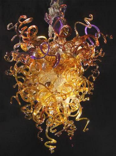 Лампы Amber Crystal Chansseliers Lights LR009 Мурано Украшение Люстра - Рука взорванное стекло крытое освещение