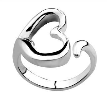Hurtownie - - Retail Najniższa cena Christmas Gift 925 Pierścienie Srebrne Otwarcie pierścieni serca Europa i Srebrny pierścień w kształcie serca R009