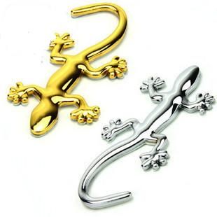 3D Metal Gecko car stickers Silver and Gold Stickers on Car Auto declas cool decals