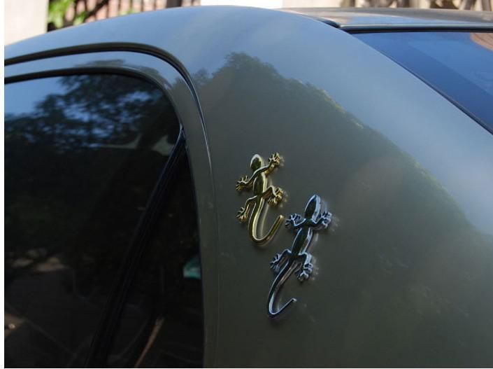 3D Metal Gecko car stickers Silver and Gold Stickers on Car Auto declas cool decals