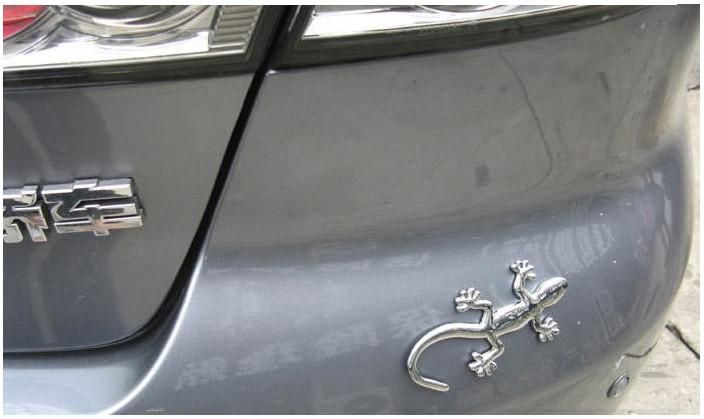 3D metalen gekko auto stickers zilveren en gouden stickers op auto auto declanna coole stickers