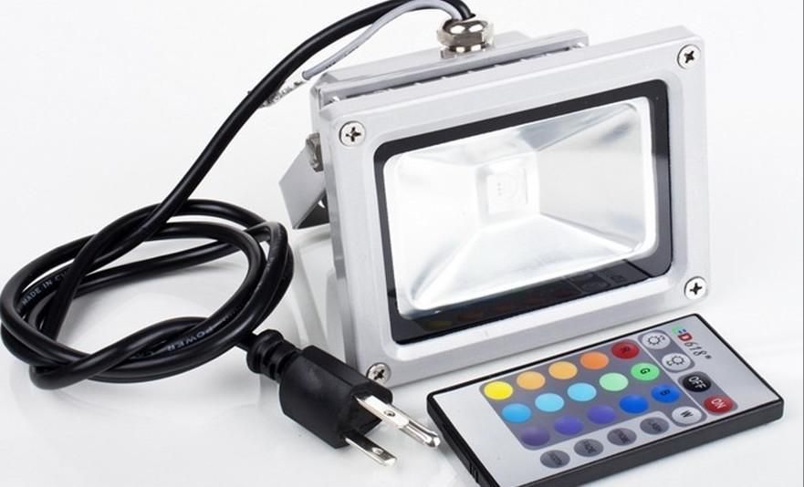 Waterproof 10W RGB LED Flood Light + Remote Control L003 From Mjcool