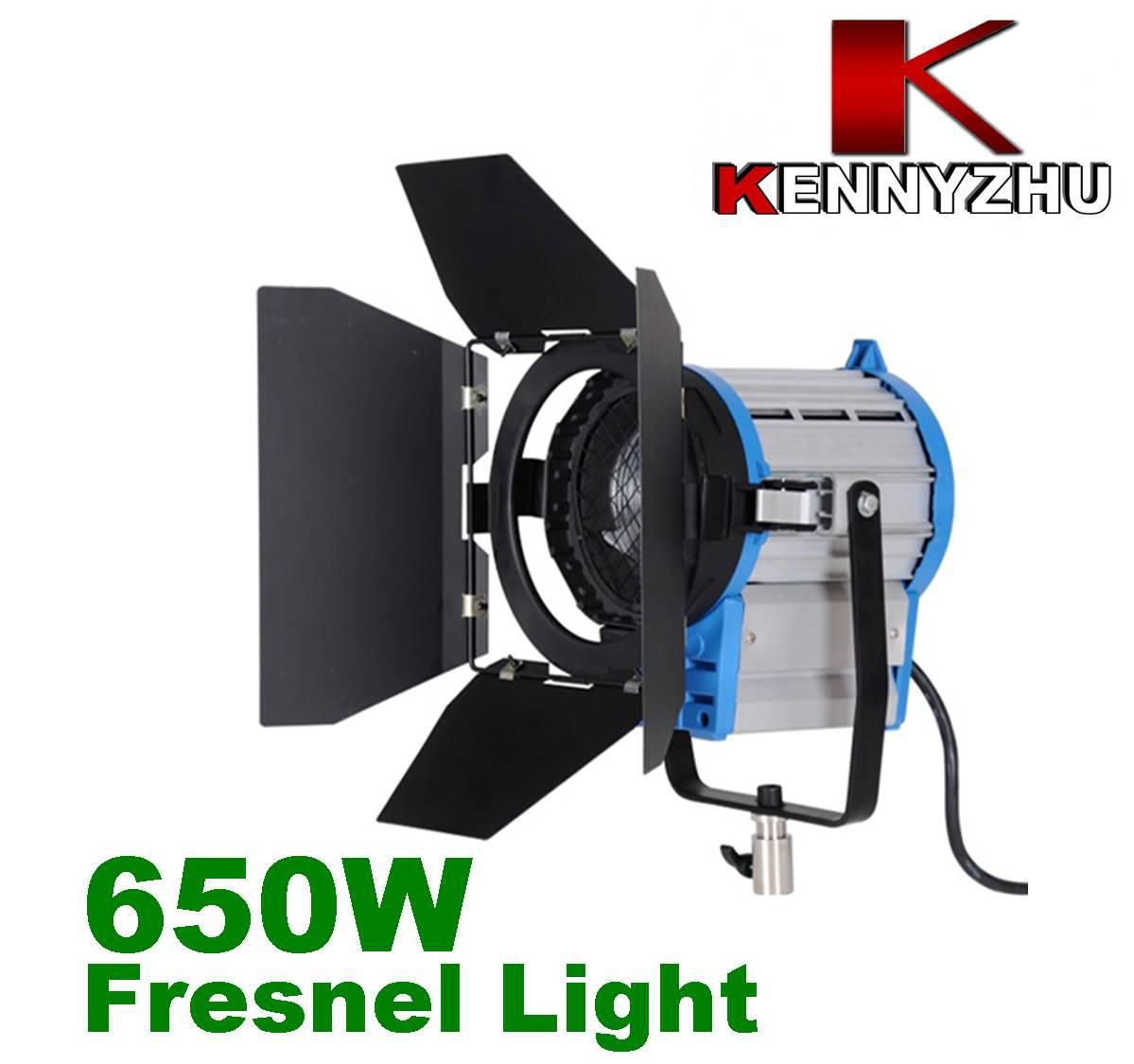 Continous Lighting Video DV Studio Fresnel Tungsten Light 650W + Bulb + Barndoor GY9.5 via Fedex DHL