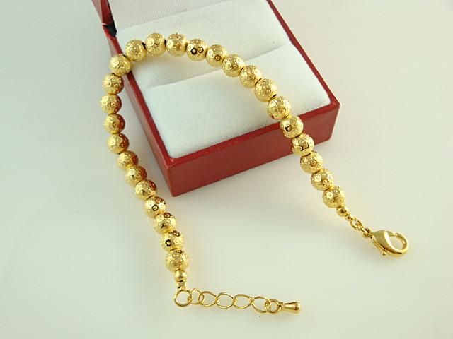 Hotting venda 6mm polonês bola beads pulseira 8 polegada, jóias de latão fino de alta qualidade
