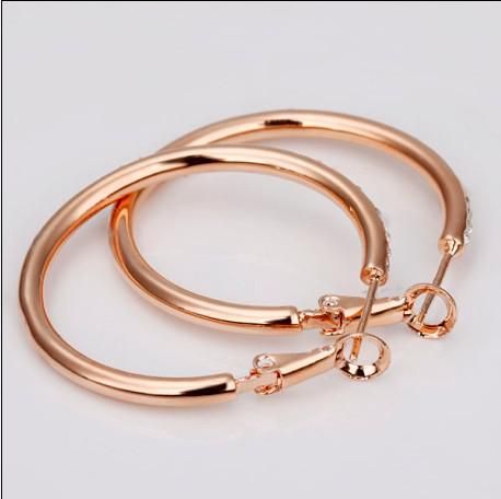 Высокое качество покрытием 18K розовое золото Кристалл rhinestone Хооп серьги ювелирные изделия для женщин бесплатная доставка 10 пара/лот