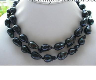 new fine Huge 32" 18mm black baroque keshi reborn pearl necklace