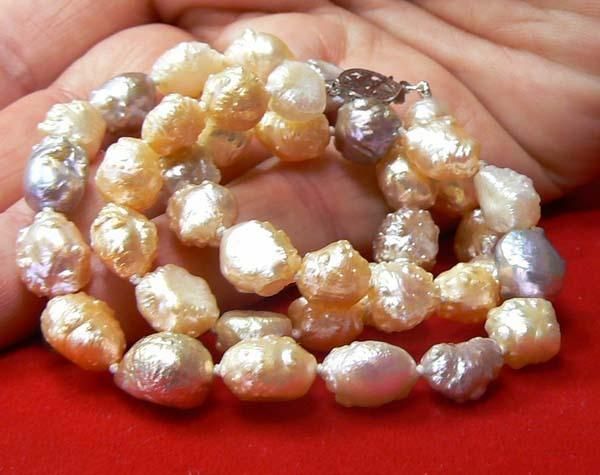 

new fine RARE GENUINE MULTICOLOR ROSEBUD KEISHI DRUZY PEARL NECKLACE 14k GOLD