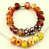 Brown style murano glass beads large hole biagi charm beads fits for charm bracelets