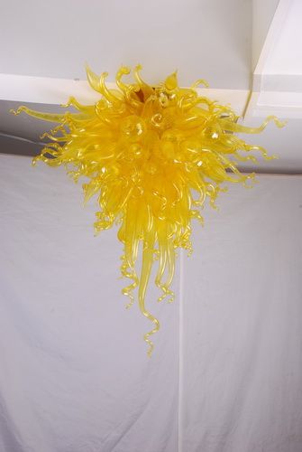 新しい家の装飾レモンイエローの花の形フラッシュマウント LED ライト器具スタイル吹きガラスのシーリングライト