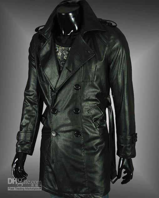 Men's PU Leather Jacket Coat Blazer Slim Fit Business