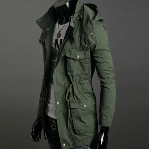 Wholesale ! Fashion Mens Green Military Jacket Trench Coats Slim ...