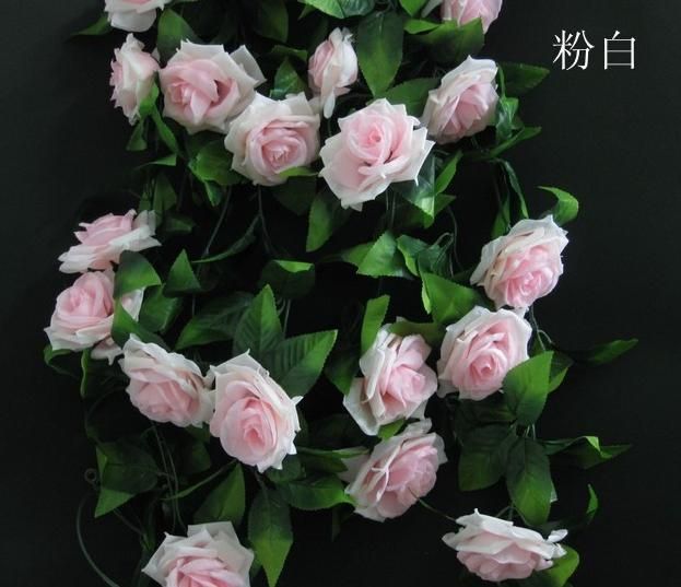 Lindo 2 m seda rosa flor de ratán falsas guirnaldas de peonía falsas vides para la boda fiesta de navidad artificial flor decorativa ratán