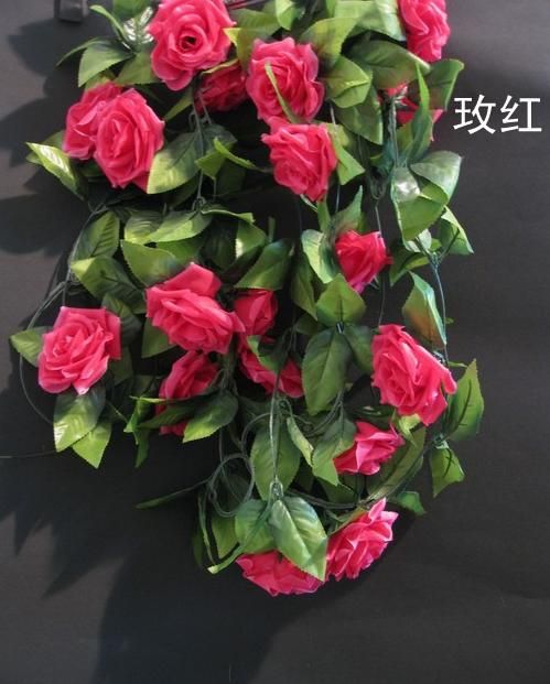 Sevimli 2 m Ipek Gül Çiçek Rattan Sahte Şakayık Garlands Sahte Vines düğün Noel Partisi için Yapay Dekoratif Çiçek Rattans