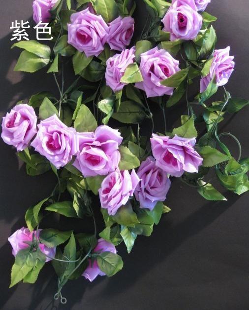 Carino 2 m seta rosa fiore rattan falso ghirlanda di ghirlande falso viti matrimonio festa di natale fiore artificiale decorativo rattan