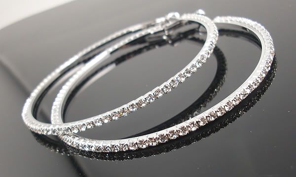 Bijoux fantaisie es 55MM Big Crystal Earring Cercle Cercle Argent Boucles D'oreilles
