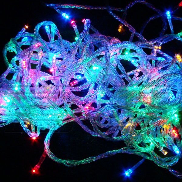 100 LED 10M luz de enfeite de Natal, Flash LED luzes coloridas, Led string de luz com 2 plug, 7 cores à prova d 'água levou luz tira de iluminação
