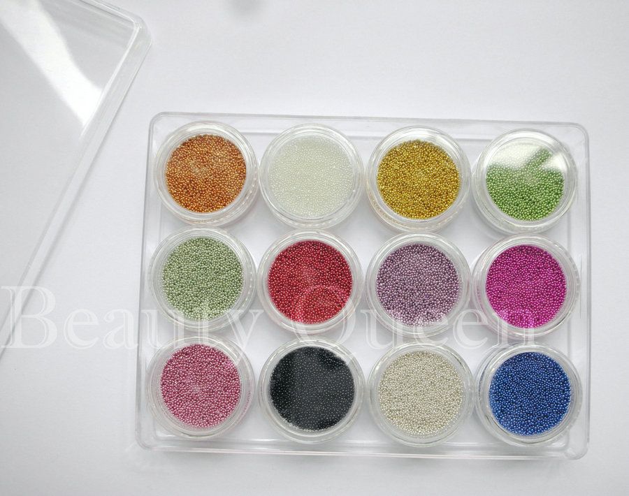 1Box 12 Farben Nagelkunst Mini Perlen Bohnenlager für Kaviarnagellack 3D UV Gel Acryl Maniküre Glitzerdekoration Tipps New5858123