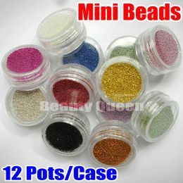 -12 Color Mini BEADS Bean Bearing para 3D / UV Gel Acrílico 3D Nail Art Glitter Decoración Consejos Envío gratis