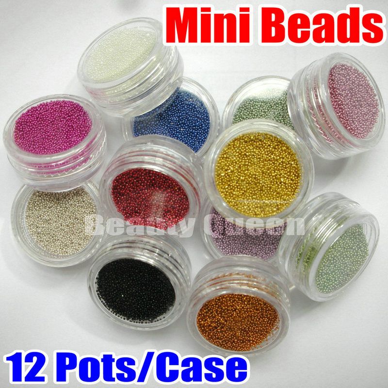 30set/lot 12 Color Mini BEADS Bean Bearing For 3D/UV Gel Acrylic 3D Nail Art Glitter Decoration Tips