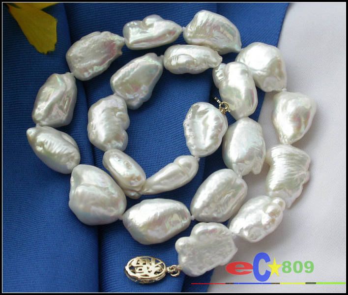 

fine New pearl jewelry 20" 18MM WHITE KESHI REBORN PEARLS NECKLACE