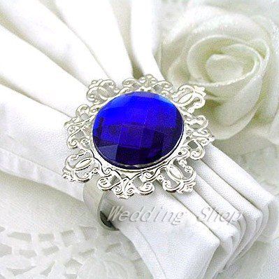 FREIE DHL-Wholesale-150pcs hohe Qualität, Blau Edelstein-Serviette Ring Hochzeitsbevorzugungs
