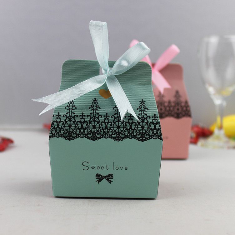 Trasporto libero-All'ingrosso-Rosa scatola di regalo di favore di Natale regalo scatola di caramelle Decor-vendita calda