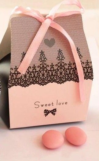 Gratis frakt-grossist-50pcs rosa julparty favör box presentförpackning godis box dekor-hot sälja