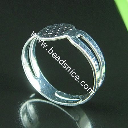 Beadsnice Iron adjustable ring base with 8x7.5mm pad ring blanks for costume jewellery ID 4831