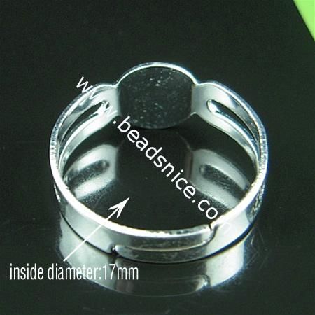 Beadsnice base de anillo ajustable de hierro con almohadilla de 8x7,5 mm en blanco para bisutería ID 4831