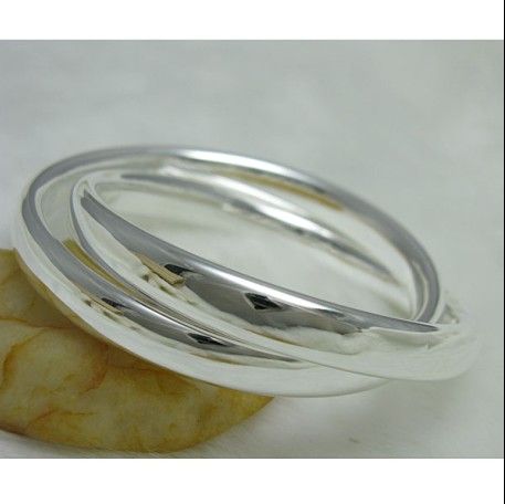 Fabrikspris Toppkvalitet 925 Sterling Silver Plated Dubbel Ring Bangles Fashion Smycken Gratis frakt / 
